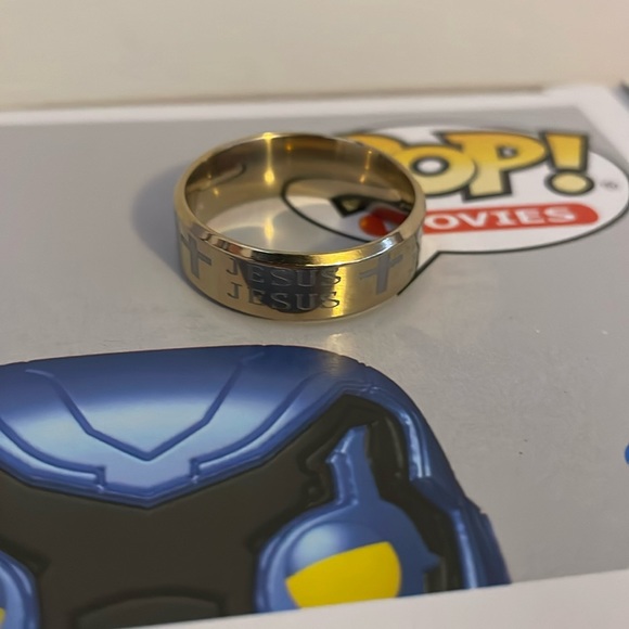 Other - Jesus with a cross, stainless steel gold ring